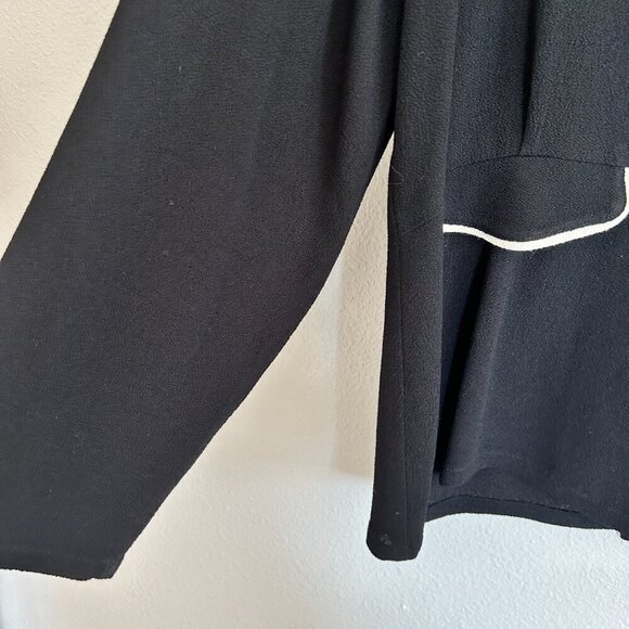 Vtg Niche Nilgun Derman Jacket Crepe Button Up Pinch Black White Trim - Picture 5 of 11